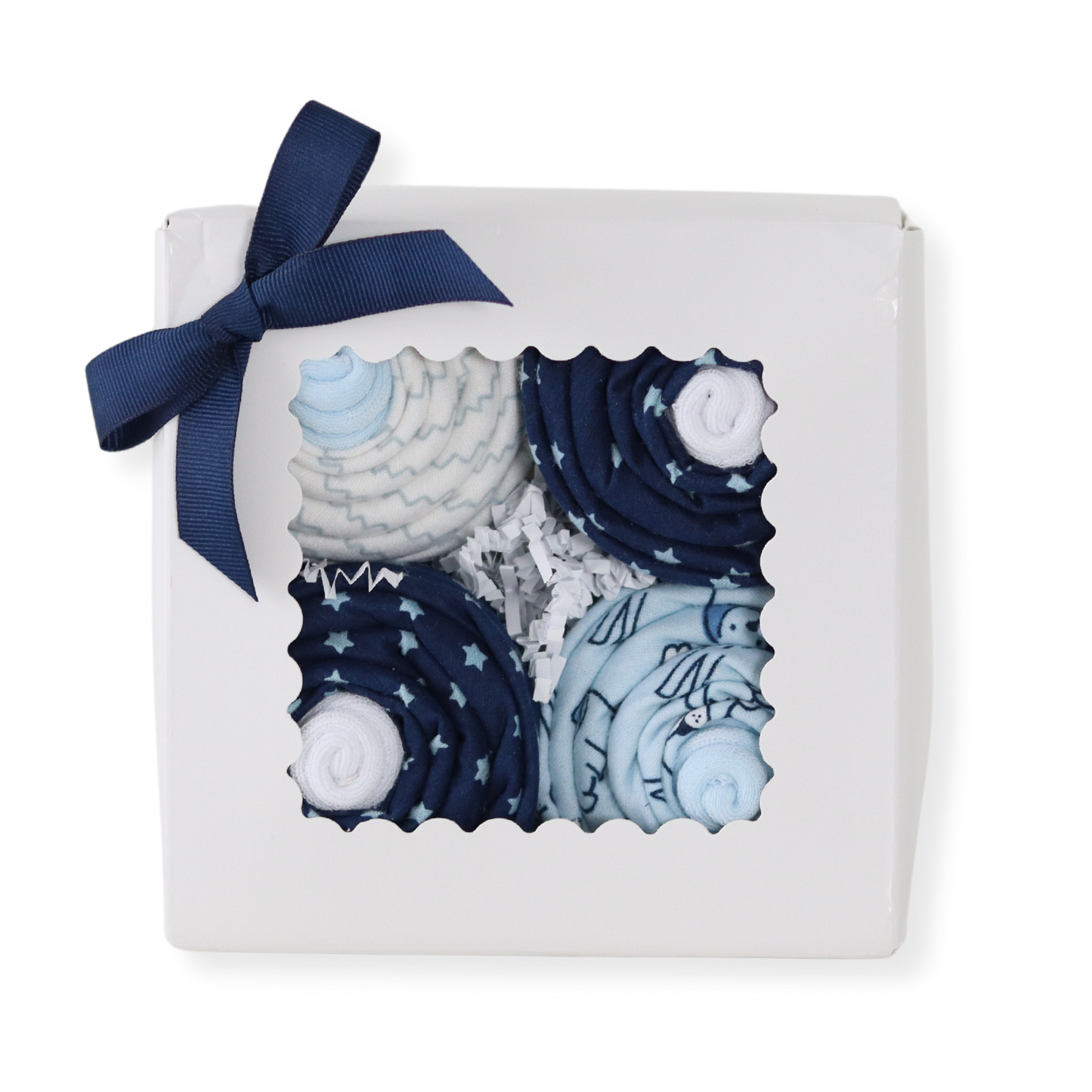 Baby Boy Receiving Blanket & Sock Cupcake Gift Set