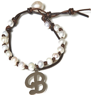 Bella Ryann Initial Charm Pearl Bracelets