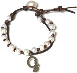 Bella Ryann Initial Charm Pearl Bracelets