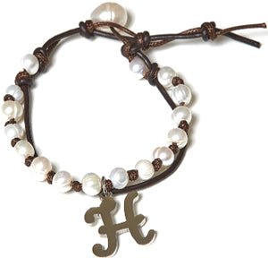 Bella Ryann Initial Charm Pearl Bracelets