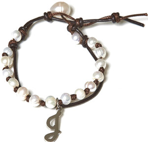 Bella Ryann Initial Charm Pearl Bracelets