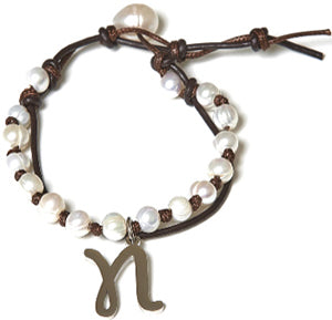Bella Ryann Initial Charm Pearl Bracelets