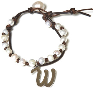 Bella Ryann Initial Charm Pearl Bracelets