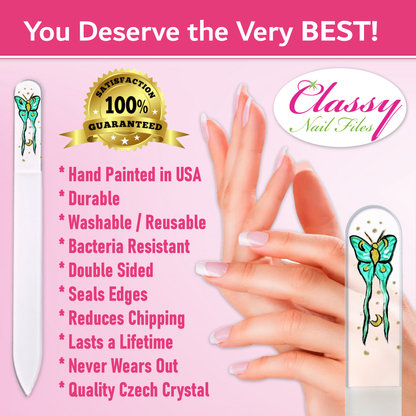 Moon Moth Luna New Beginnings Hand Painted Crystal Nail File: Large