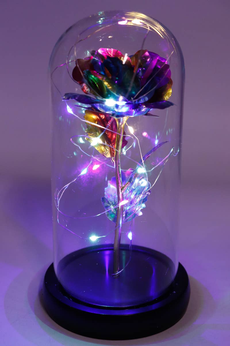 Galaxy Rose Glass Dome LED Blue