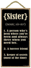 Sister Dictionary Definition Wood Sign