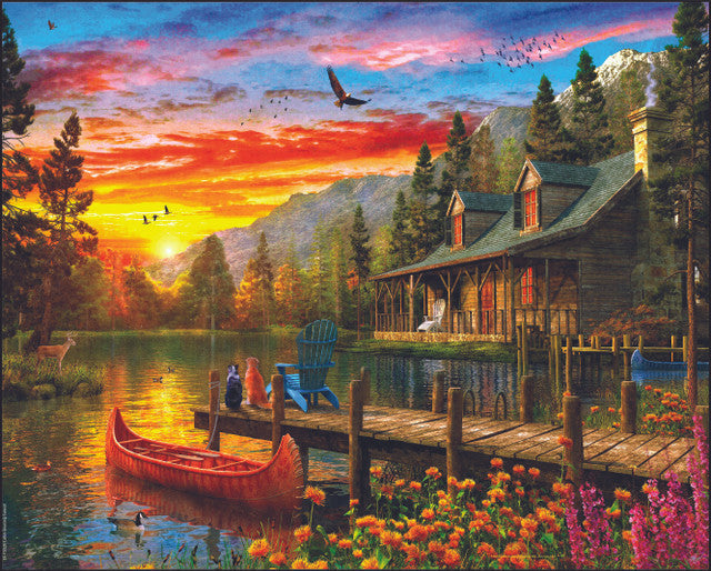 Cabin Evening Sunset Puzzle