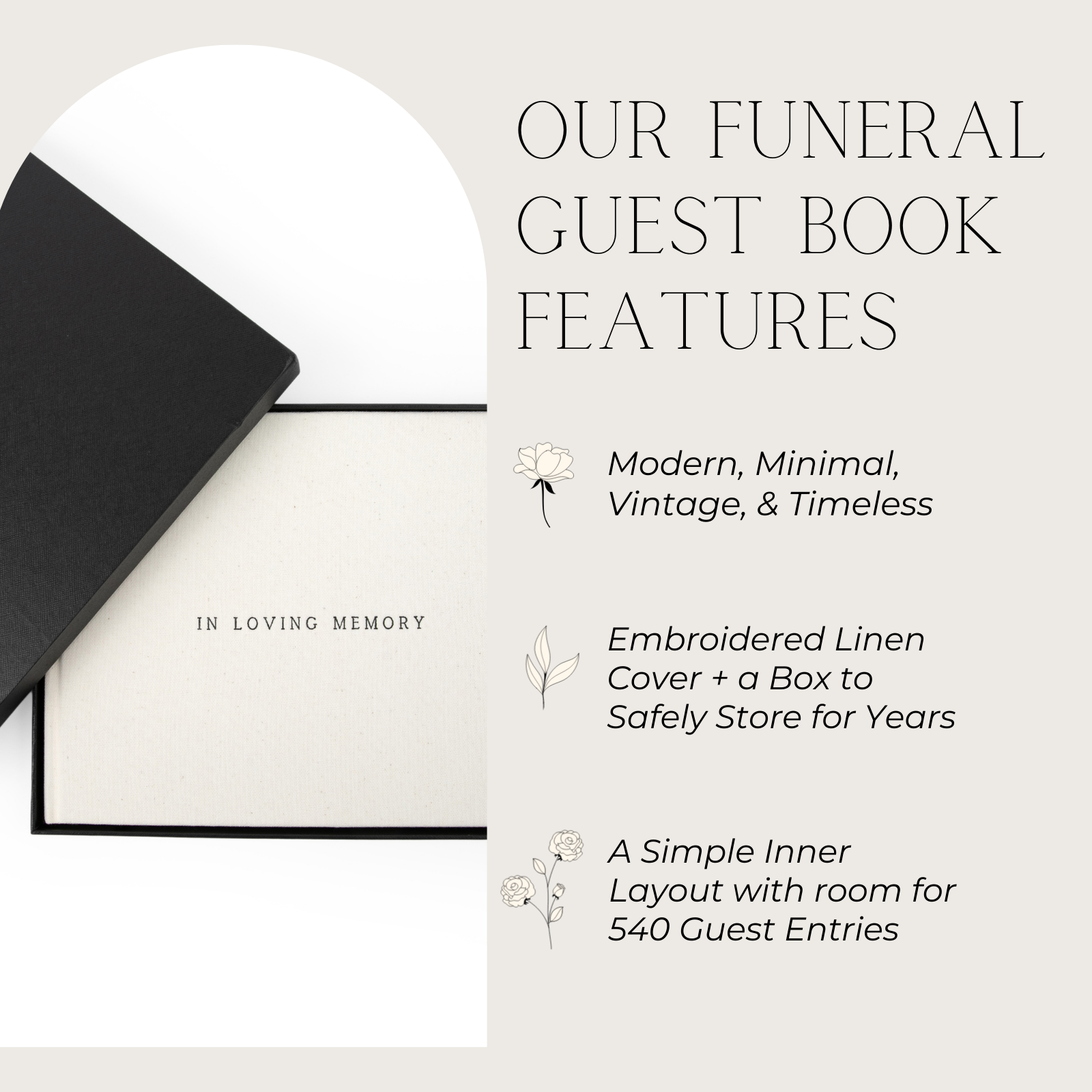 Modern Funeral Guest Book In Loving Memory