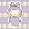 Pastel Purple Closed Eyes Labubu Vinyl Sticker
