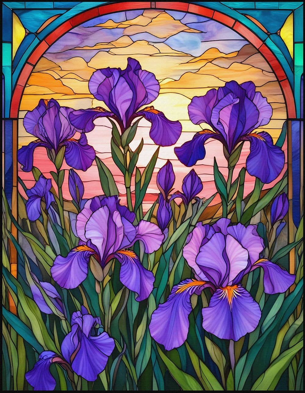 Stain Glass Iris 500 Piece Jigsaw Puzzle