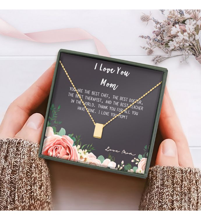 I Love You Mom Gold Necklace