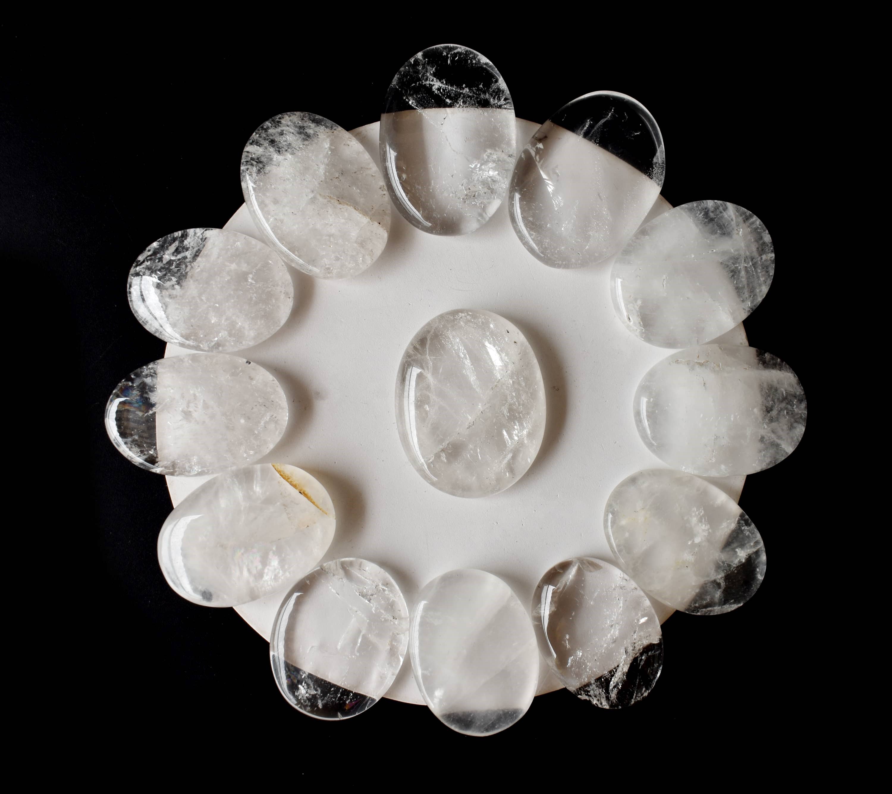 Polished Crystal Quartz Palm Stone