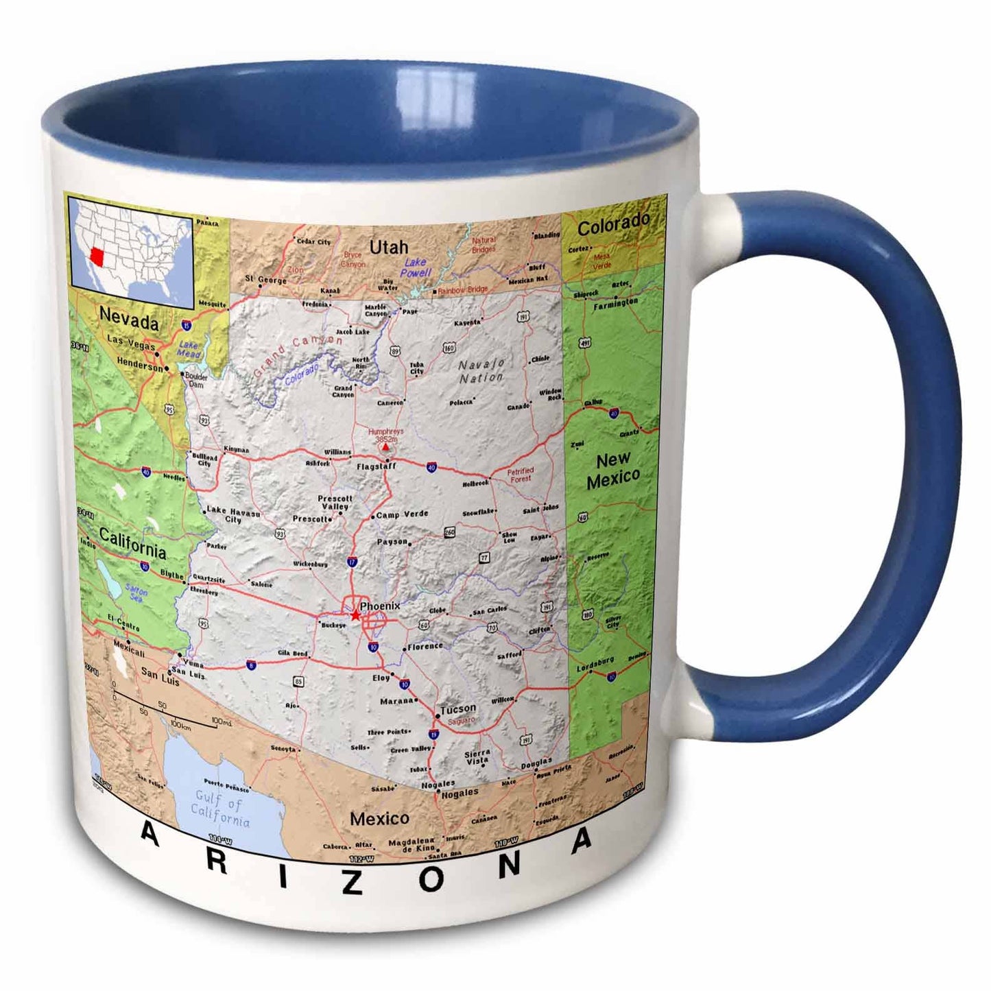 Arizona Cities And State Map Mug