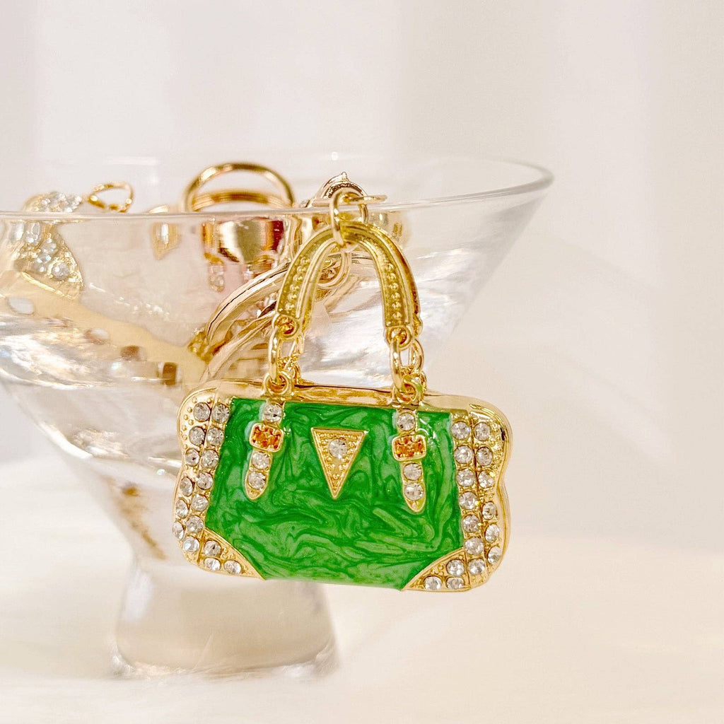Pink Rhinestone Handbag Shaped Purse Charm Keychain