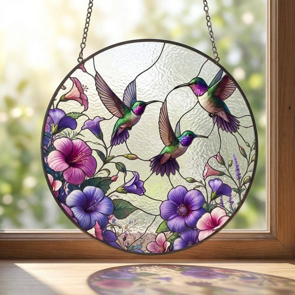 Hummingbird Stained Glass Suncatcher