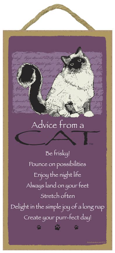 Advice from a Cat Wood Sign