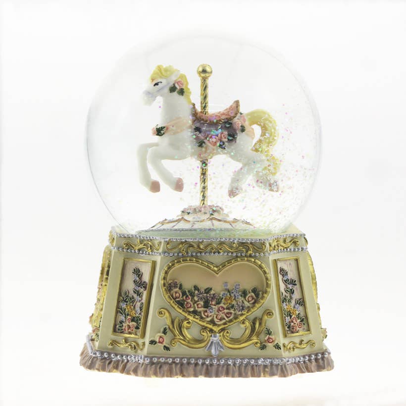 Glitter Globe "Carousel Horse" Musical