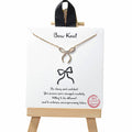 Bow Knot ribbon bow cubic zirconia necklace: Gold