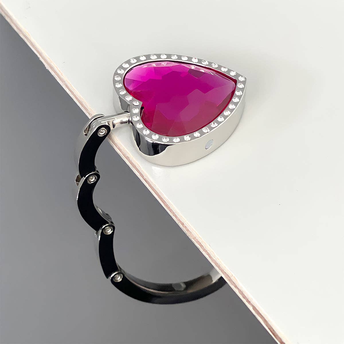 Wrapables Heart Shaped Purse Hook Hanger with Rhinestones: Pink