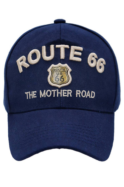 Route 66 Emblem The Mother Road Logo Baseball Cap: Navy Blue