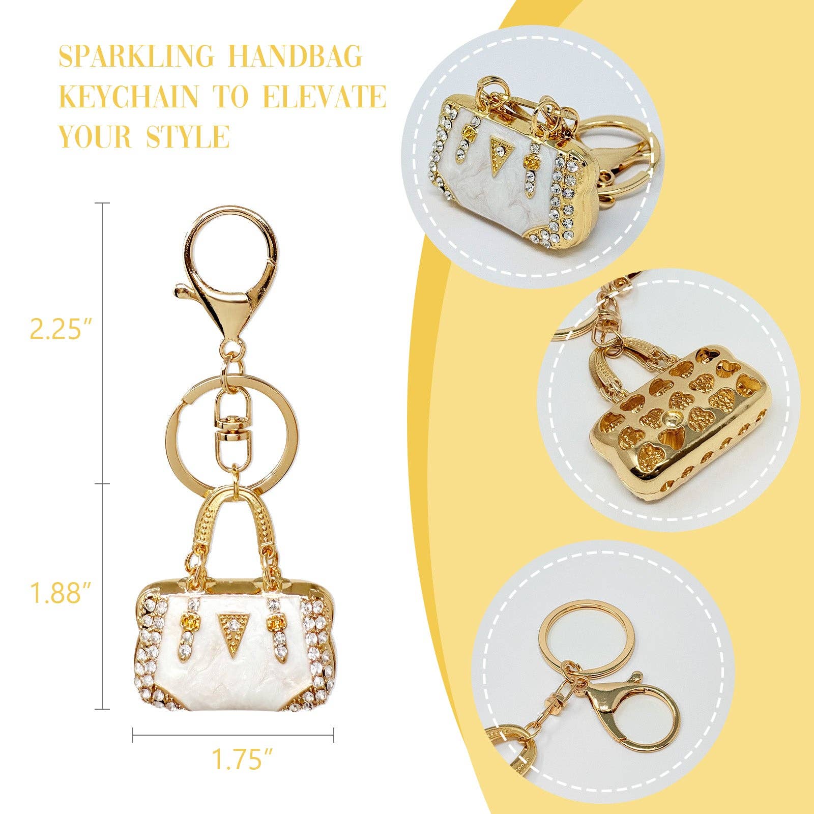 Pink Rhinestone Handbag Shaped Purse Charm Keychain