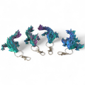 3D Printed Baby Dragon Keychain ~4" – Flexible / Articulate: Red-Green-Blue