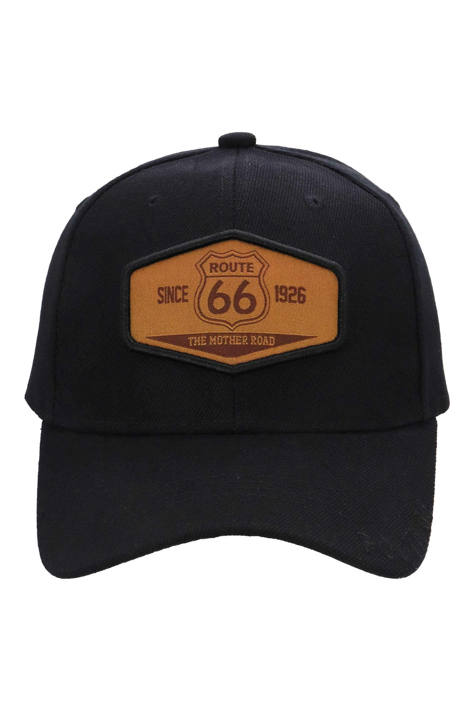 Historic Route 66 Emblem Velcro Black/Tan Baseball Cap