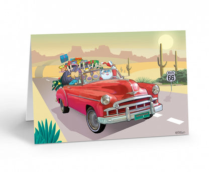 Classic Car Cruising Route 66 Boxed Christmas Cards