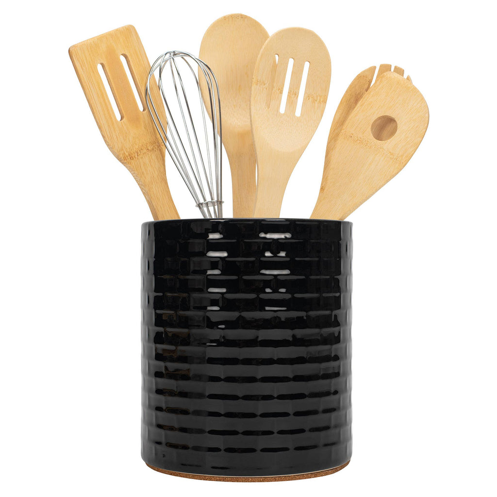 Utensil Crock Embossed Black