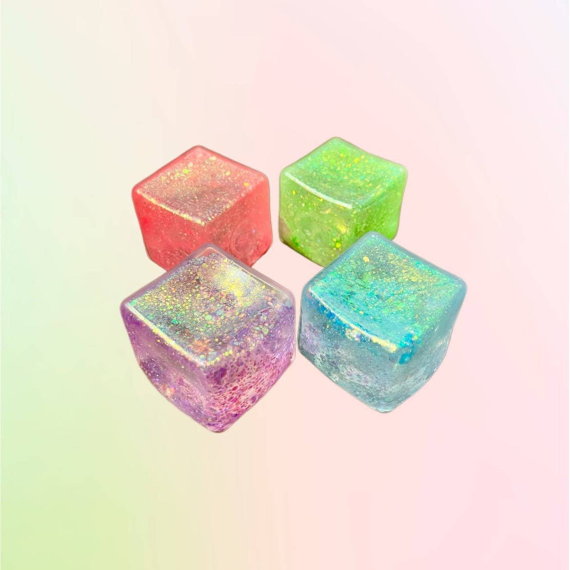 Glitter Ice Cube Squishy Toy Slow Rising Stress Relief Squeeze Toy