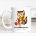 Knitting Something Fancy Funny Cat Mug 11oz
