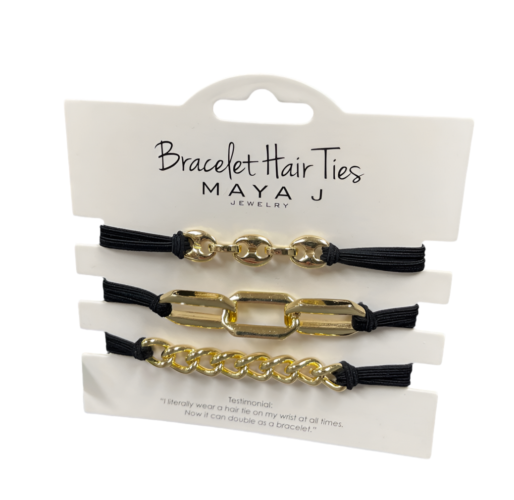 Bracelet Hair Tie Maya J Gold with Black Elastic Cord