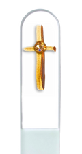 Gold Cross Religion Christian Hand Painted Crystal Nail File: Small