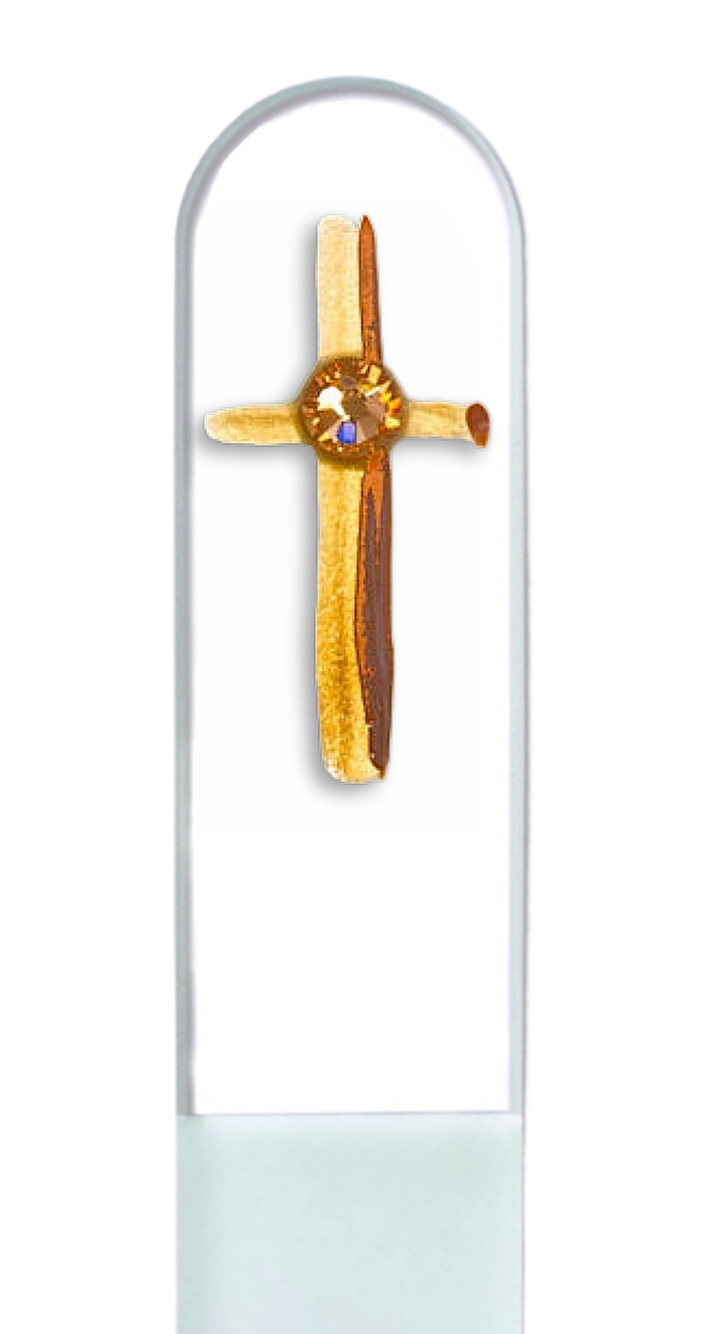 Gold Cross Religion Christian Hand Painted Crystal Nail File: Large