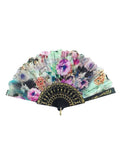 Floral Faux Satin Hand-Held Folding Fan