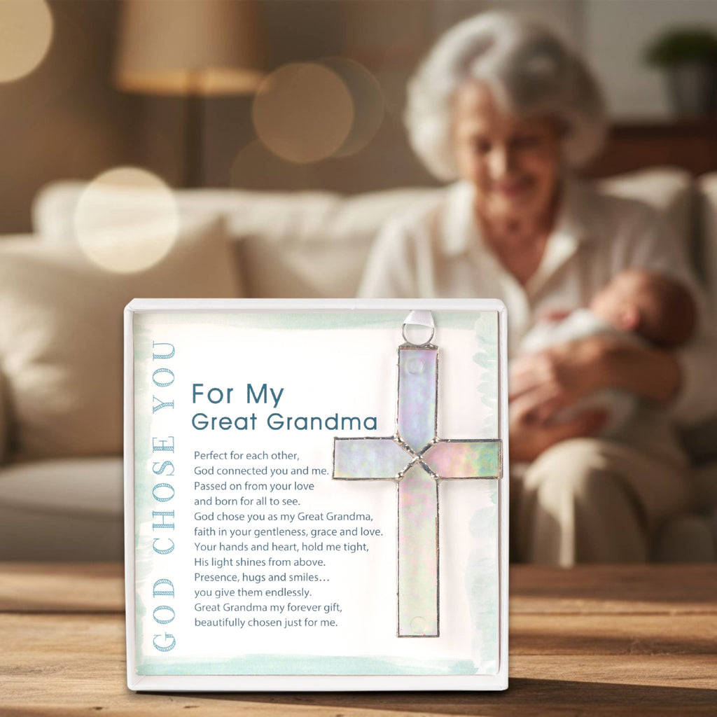 God Chose You Great Grandma Clear Stained Glass Cross