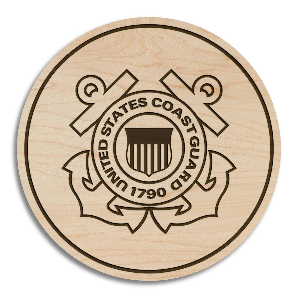United States Coast Guard Coaster  - Cherry Wood