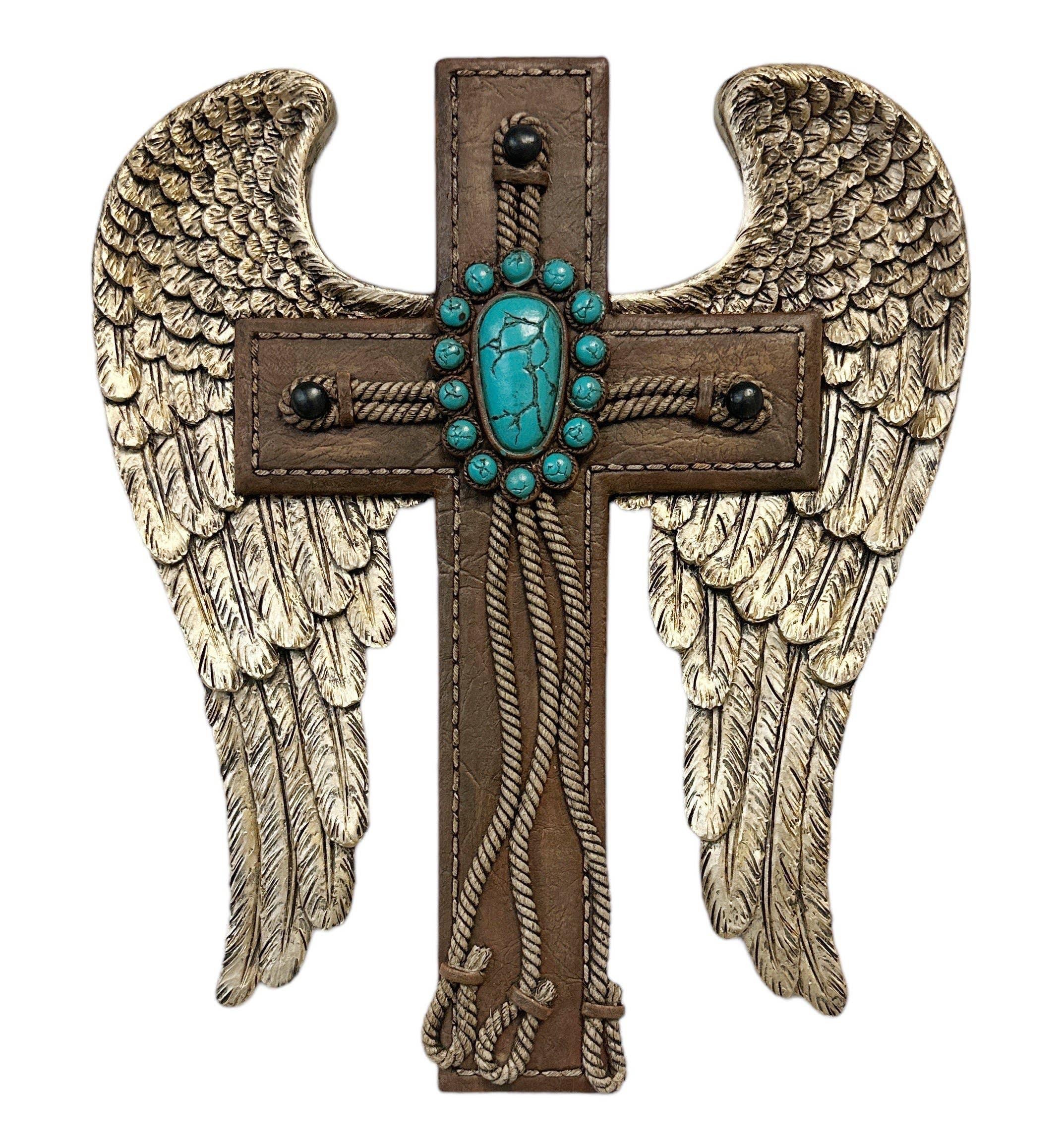 Cross with Wings & Turquoise