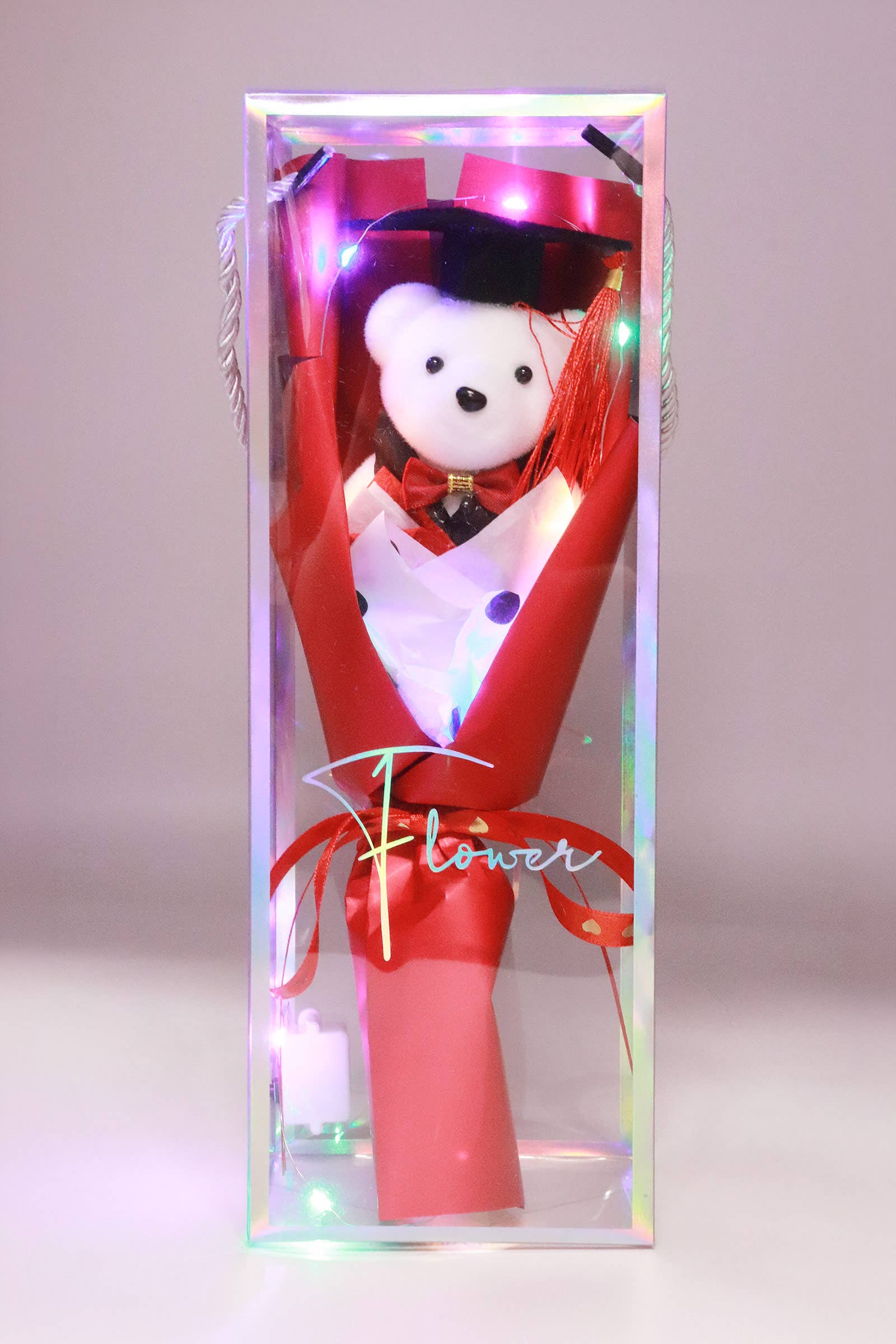 Graduation Regalia Teddy Bear Bouquet LED Gift Box