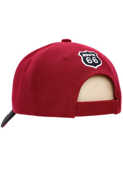 Route 66 The Mother Road Arc Logo Cap/Hat Burgundy