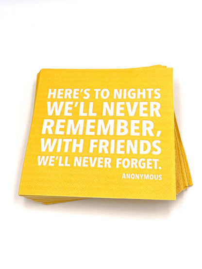 Here's to Nights We'll Never..Cocktail Napkins