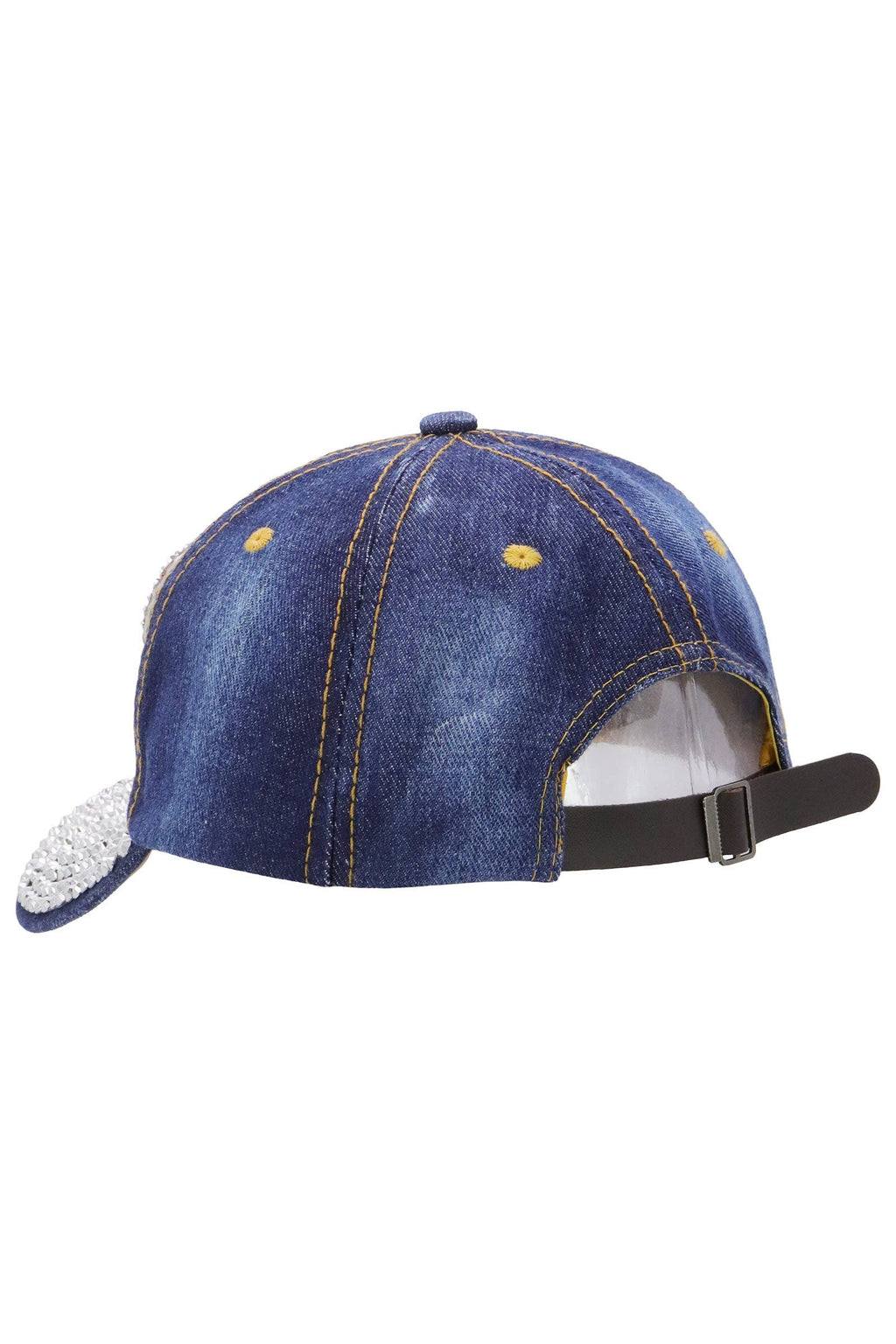 American Flag Bling Patch Denim Baseball Cap: DENIM DARK BLUE