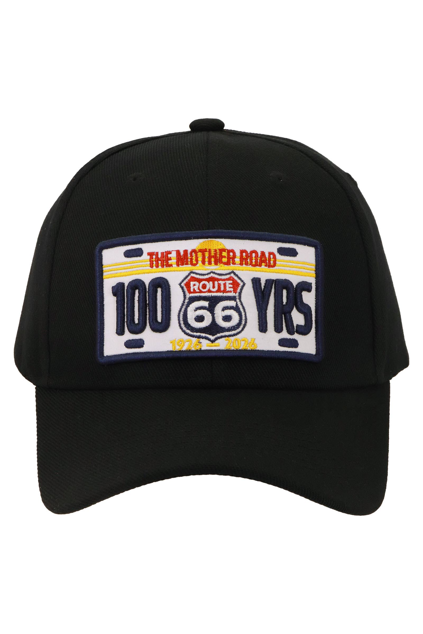 Route 66 License Plate Baseball Cap - 100th Anniversary: BLACK / ONE SIZE