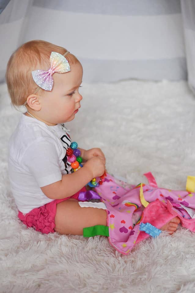 Unicorn Rainbow Hearts Taggy Blanket