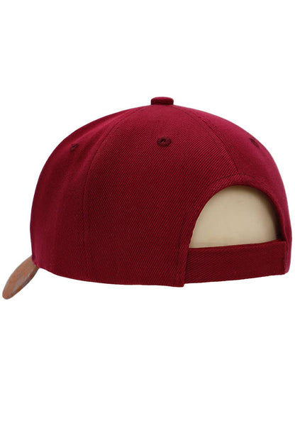 Route 66 PU Oiled Curved Bill Acrylic Baseball Cap: Red