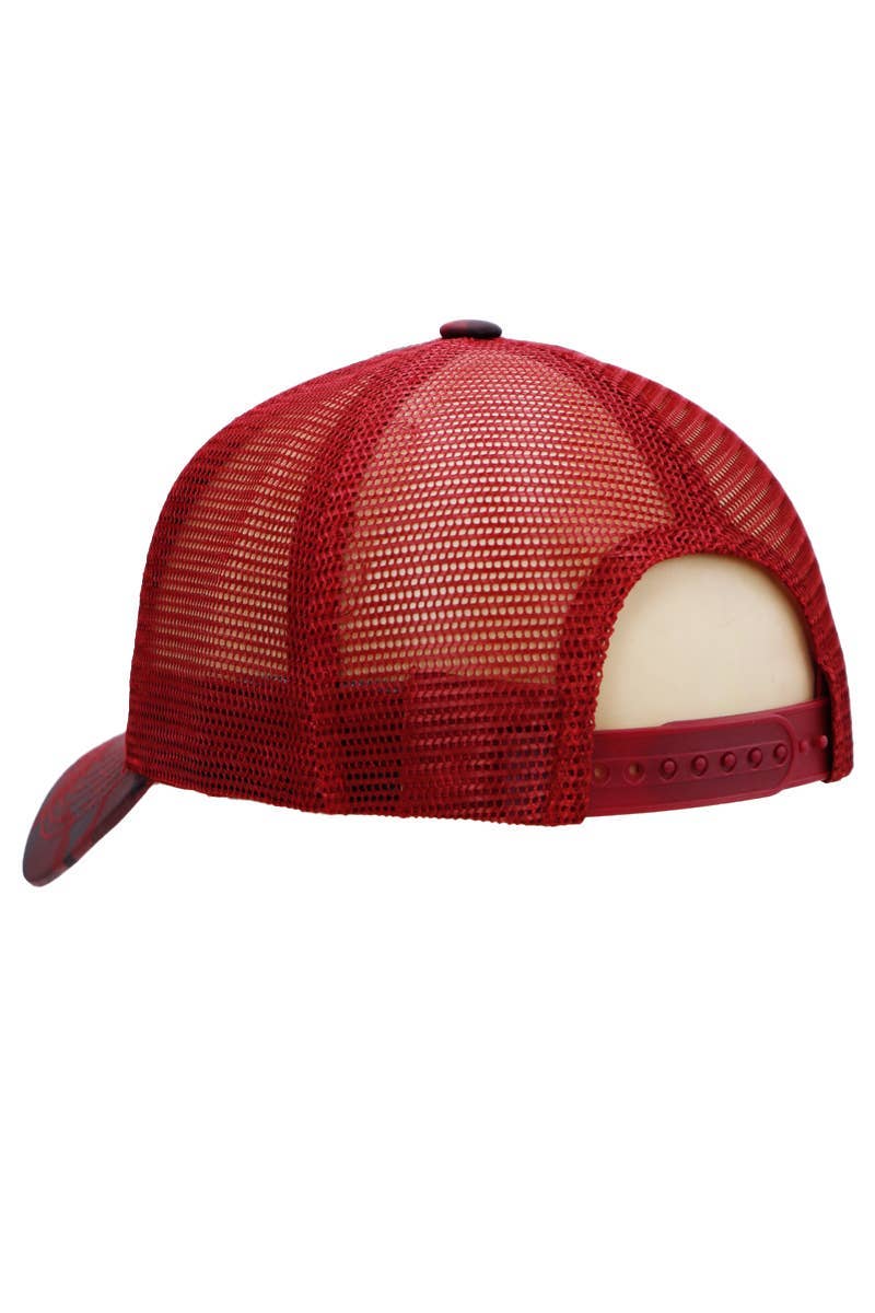 Fire Department Burgandy Camo Mesh Trucker Hat