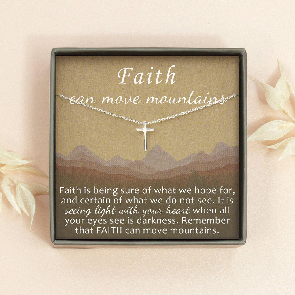 Faith Can Move Mountains Motivational Cross Necklace