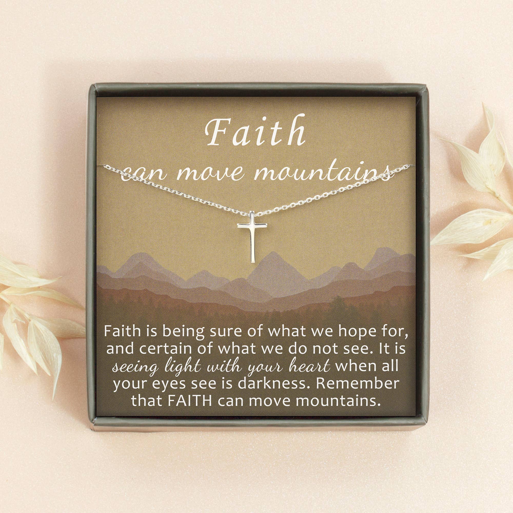 Faith Can Move Mountains Motivational Cross Necklace