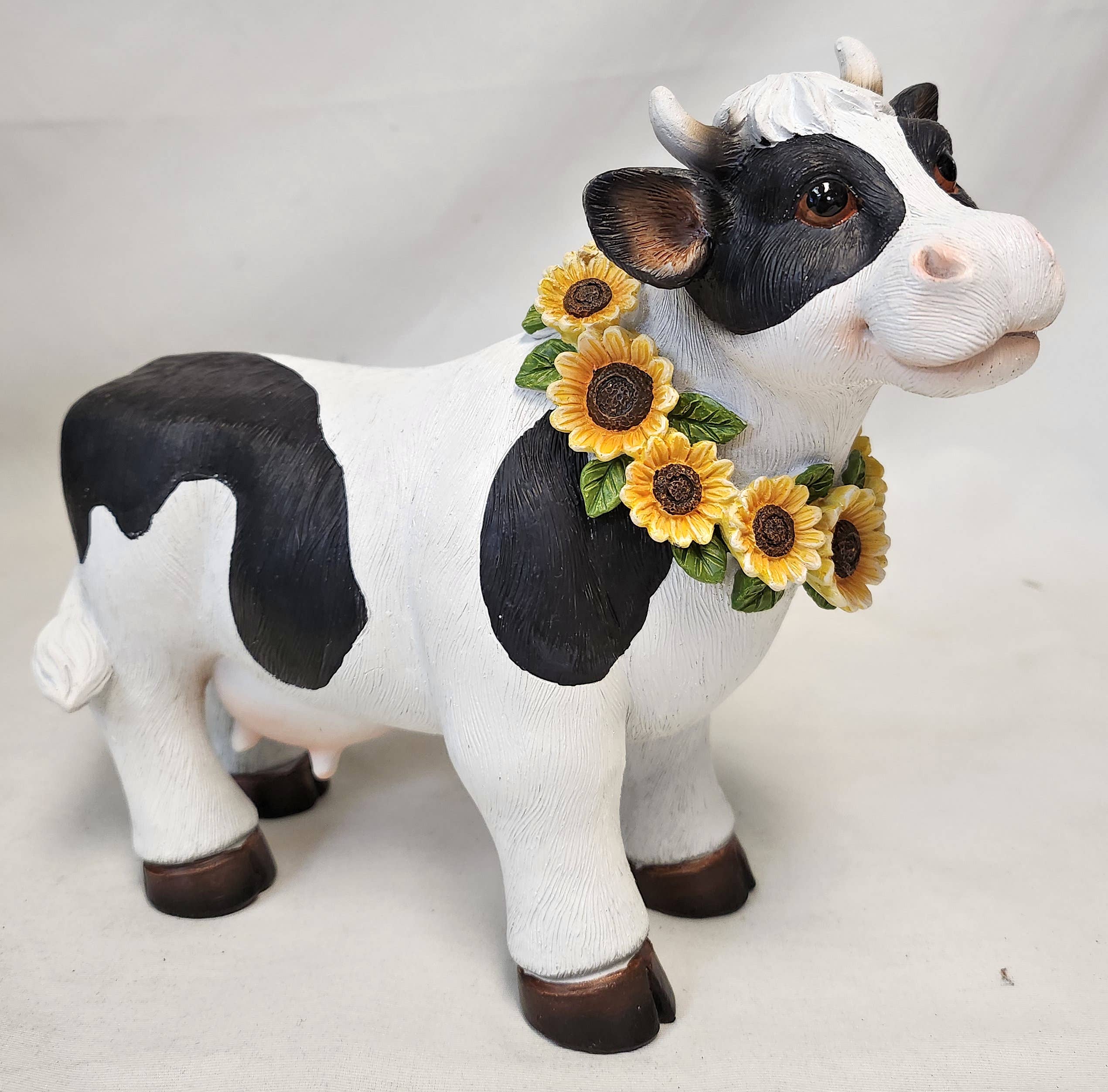 Sunflower Cow Figurine