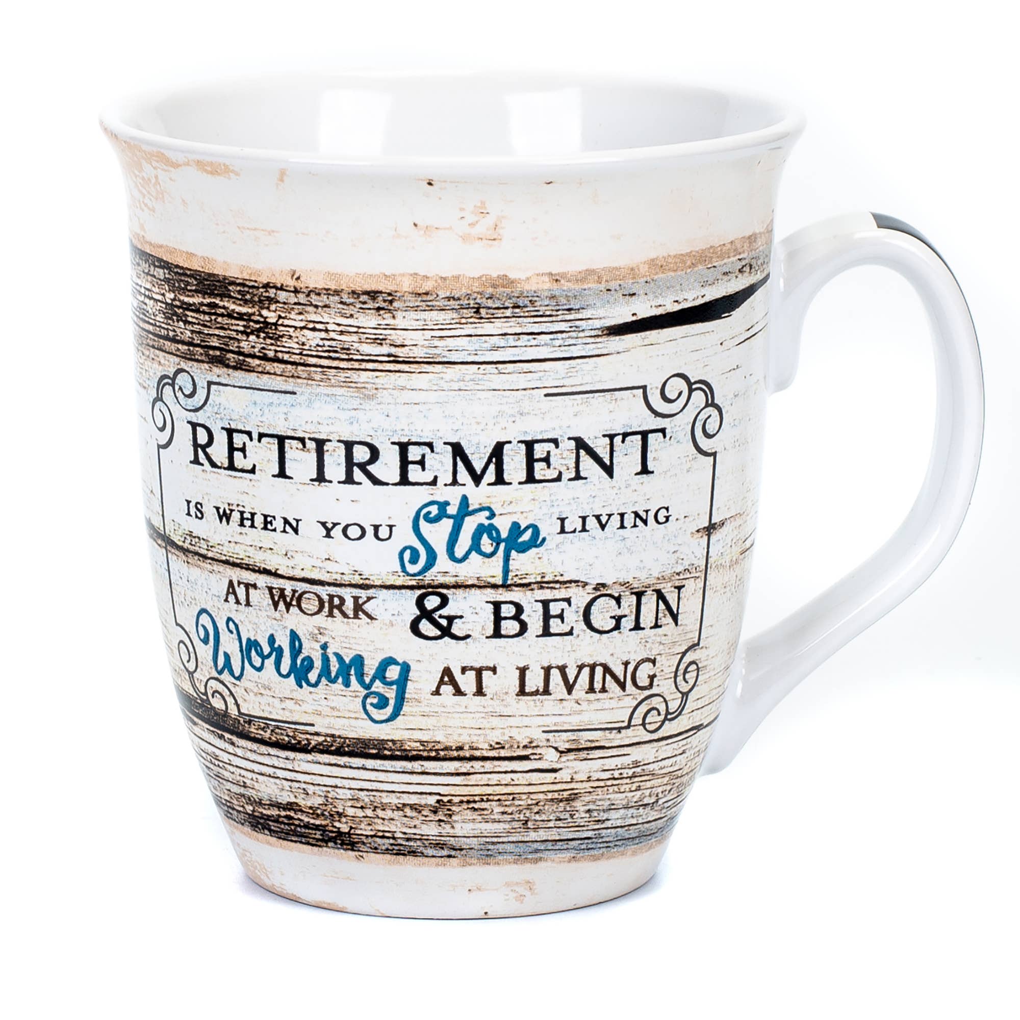 Retirement Distressed-Wood Design 16 Oz Ceramic Coffee Mug